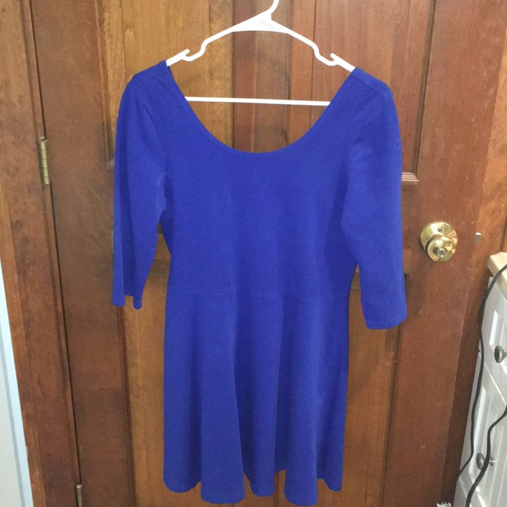 Blue Flowy mid-sleeve dress from Express